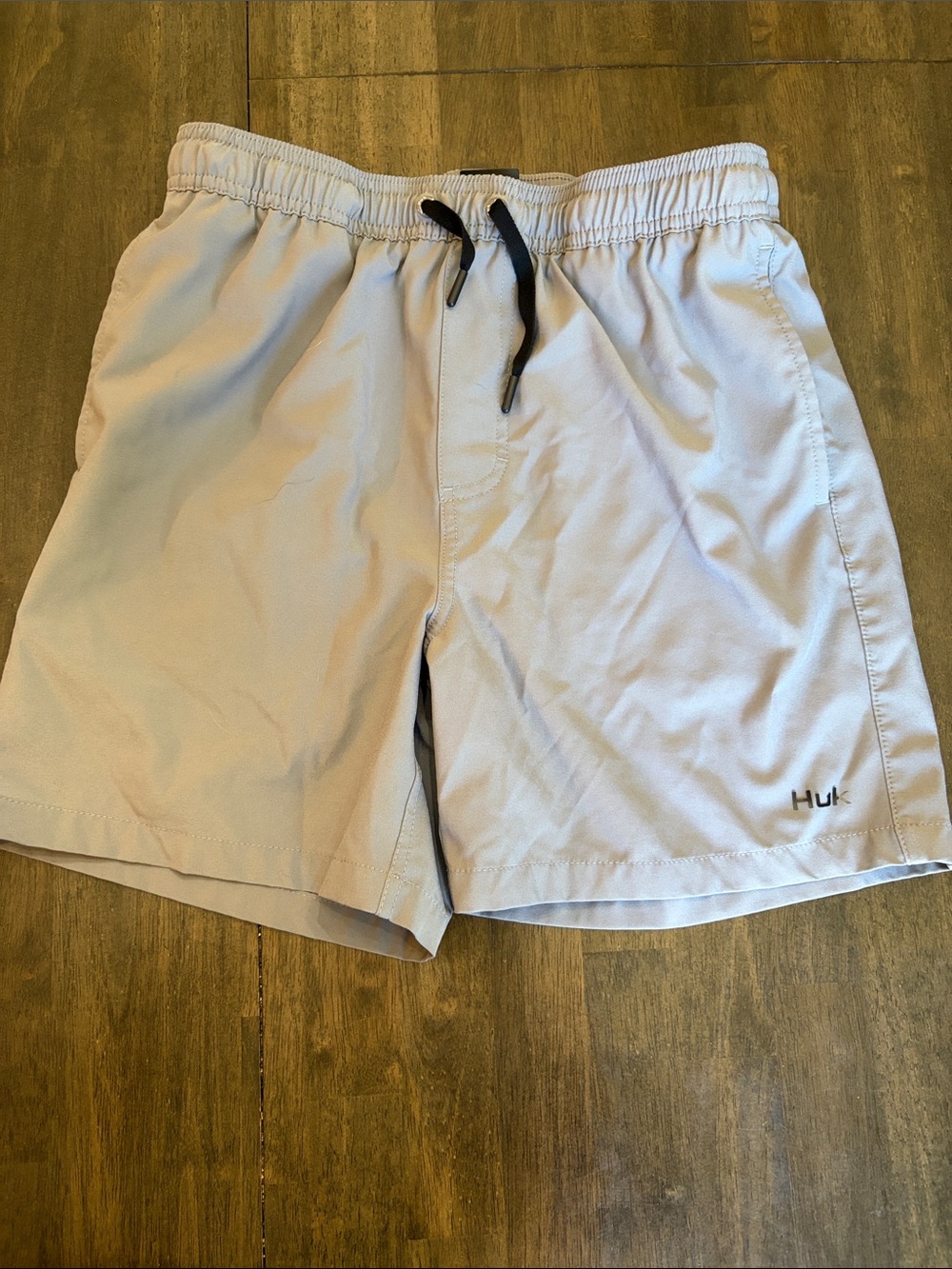 Huk boys Light Gray Athletic Shorts with Black Drawstring